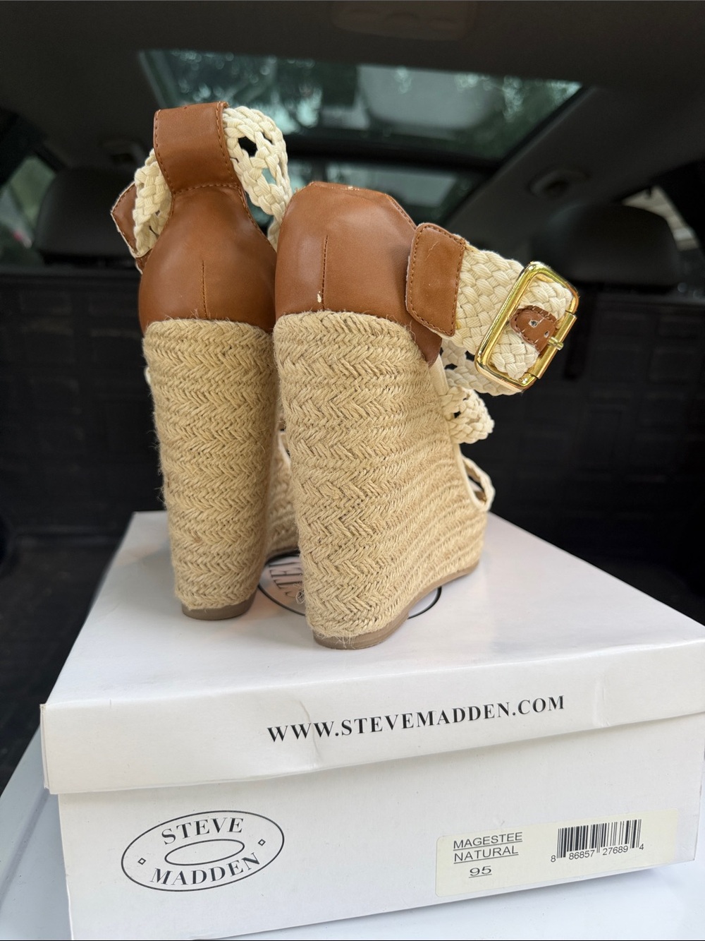 Steve Madden Natural Braided Espadrille Wedge Sandals in Beige - Picture 4 of 4